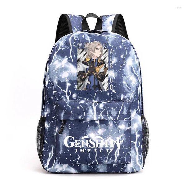 Backpack Hip Hop Genshin Impact Notebook Brackpacks Borse da scuola per alunni Stampa Oxford Waterproof Boys/Girls Laptop Laptop