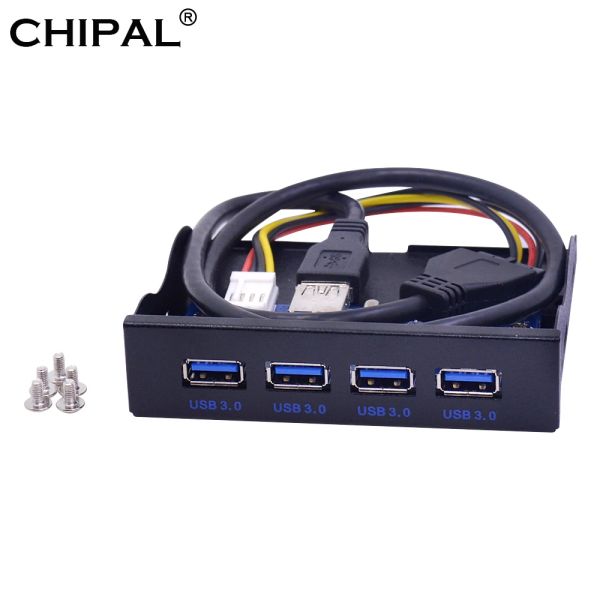 Hubs Chipal 19+1 20pin 4 Porta USB 3.0 Painel frontal Combo Suporte USB3.0 Adaptador de cubo para PC Desktop 3,5 