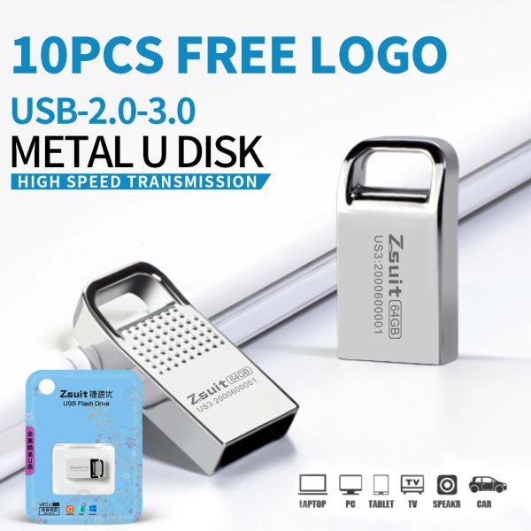 Unidades 10pcs/lot mini USB flash acionador 32 GB Pendrive Tiny Pen Drive 64g 128GB U Stick U Memória de disco Stick Dispositivos de armazenamento USB 16 GB