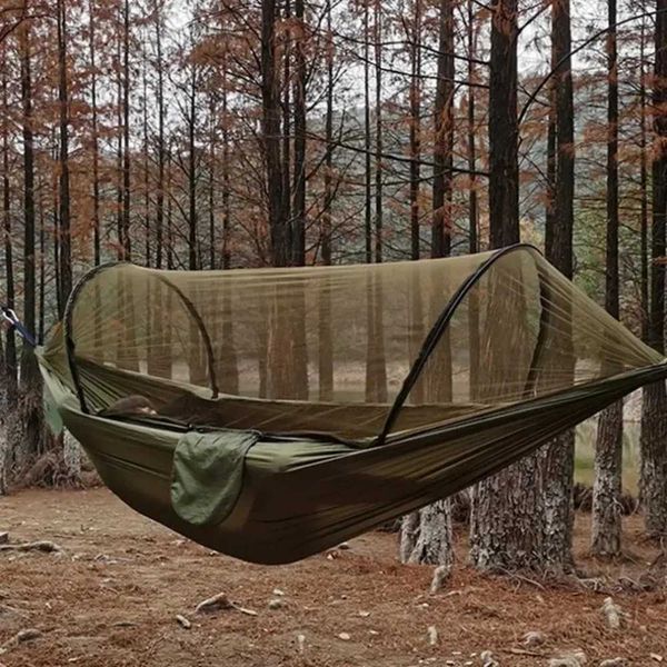 Camp Furniture Outdoor Camping-Hängematte mit Mückennetz Leichtes Hängematten-Hängematten-Hängematten-Dach Hängematte 250x120 cm Y240423