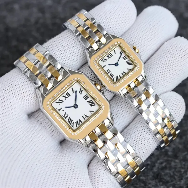 Luxury Watch Women Tank Diamond Watch Square Designer Uhren Vollkarmen Stahl Klappschnalle Uhren Männer exquisite reloj Uhren Armbanduhr Neue SB002 C4