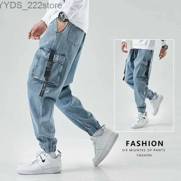 Calças de jeans femininos de jeans Jeans Jeans de jeans de harém folgado roupas de rua japonesas massactos tornozelos harajuku casual jeans de hip-hop calça mensal YQ240423