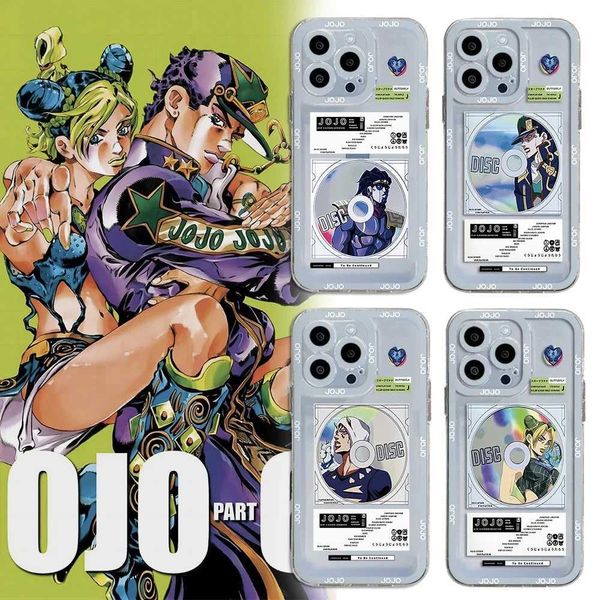 Bumpers de telefone celular JoJos Bizarre Adventure Cosplay Laser Case Kujo Jolyne Jotaro Platinum Star Print Anime Caso Stone Ocean Y240423