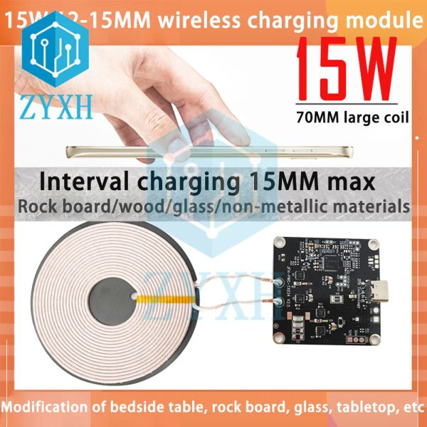 Carregadores 15W 12V Wireless Carregamento Fastel Telefone Module Module Transmissor PCBA Placa de circuito com grande bobina 515mm Longa distância