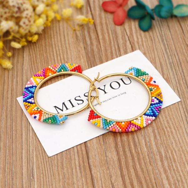 Ohrringe Go2boho gebürtiger Hoop Ohrring für Frauen Miyuki Ohrringe Pendient Collection Schmuck Boho Sommer Schmuck für beste Freunde Geschenk