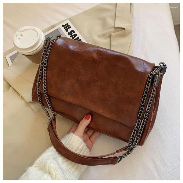 Umhängetaschen falten dicke Ketten -Crossbody -Tasche für Frauen 2024 Mode Sack eine Haupthandtaschen und Geldbörsen mit Griff