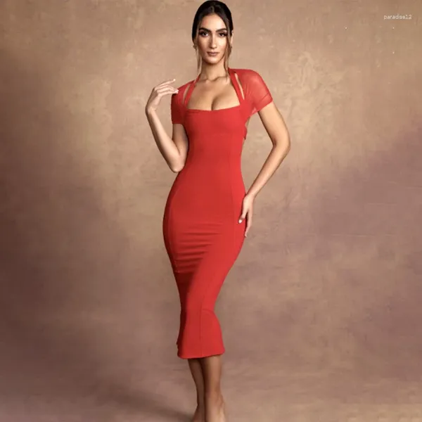 Платье -платья фабрика оптовая женщина красная эластичная вязание модное отдых вечернее коктейльное платье знаменитости знаменитость