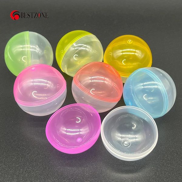 100 pcs 45 mm Plastik -PP -Spielzeugkapseln halb transparent farbenfrohe runde Überraschungsball Easy Open Lock Vergnügen für die Verkaufsautomat 240422