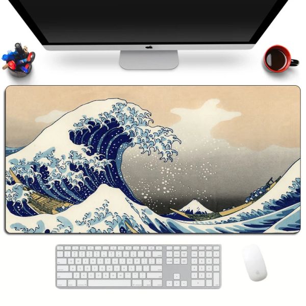 Ruhen Computer Art Mouse Pad Japan Die große Welle von Kanagawa Large Gaming Mousepad Gamer XL Gummi Otaku Keyboard Pad Laptop Schreibtisch Matte