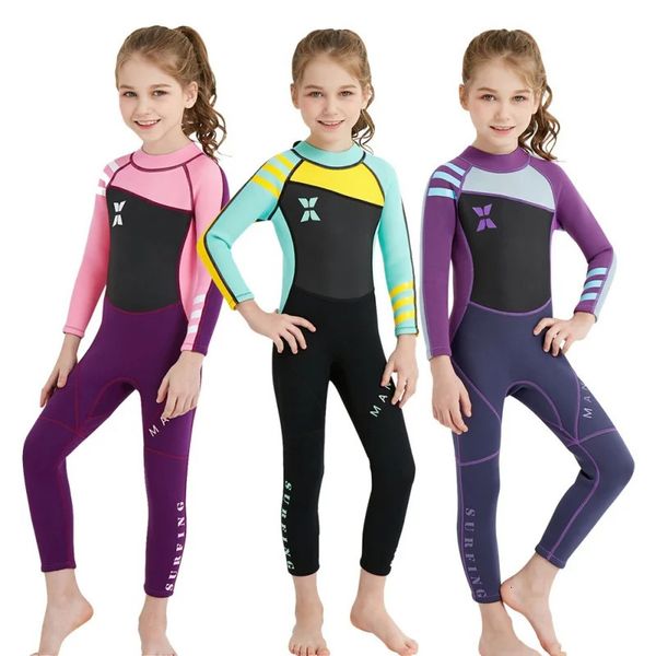 25mm de traje de mergulho de criança de 25 mm Surfing sites de mergulho infantil de neoprene roupas de banho térmicas para nadar 240415