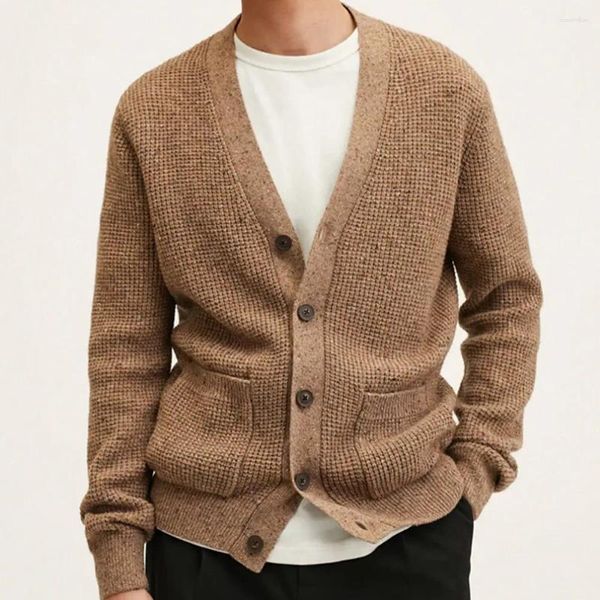 Maglioni maschili tops maglione bottone giù cardigan classico da uomo esagerato da uomo normale a colori solidi eleganti