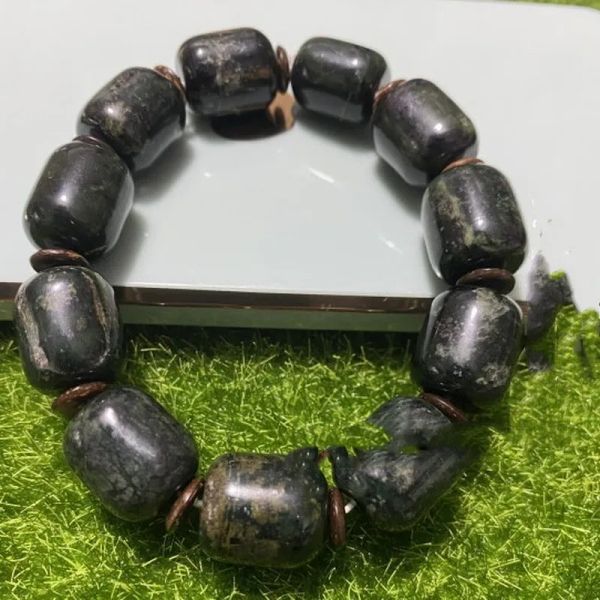 Stränge reine natürliche Jade Tibet Tibetan Jade Medizin King Steinfass Barrel Perlen Armband Gesundheitsversorgung Männer und Frauen Armband Schmuck Schmuck