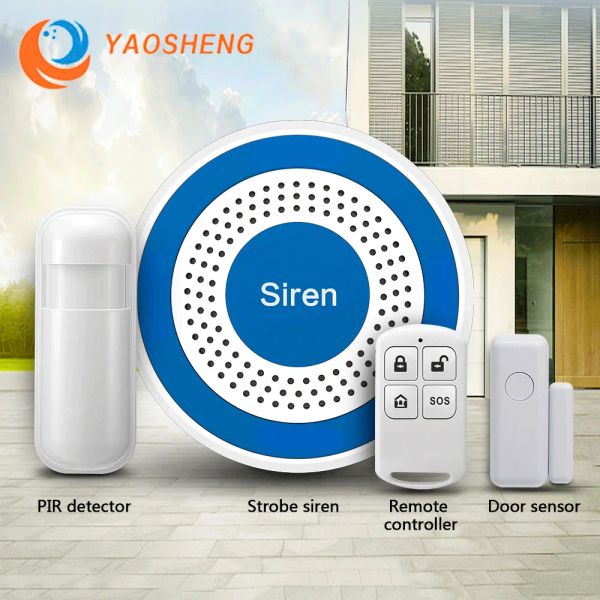 Whitening Wireless Flash Strobe Siren 433MHz Wi -Fi Sound e Flash Strobe Sensor Power USB Power para o sistema de alarme de ladrão em casa