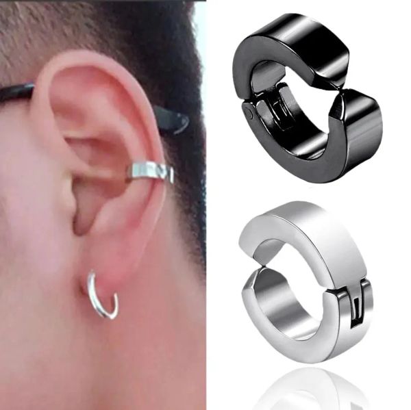 Brincos clipe de orelha de moda inoxidável de aço inoxidável Piercing Brincos falsos para homens Mulheres Circule Brincos redondos Punk Rock Style Jewelry Gifts