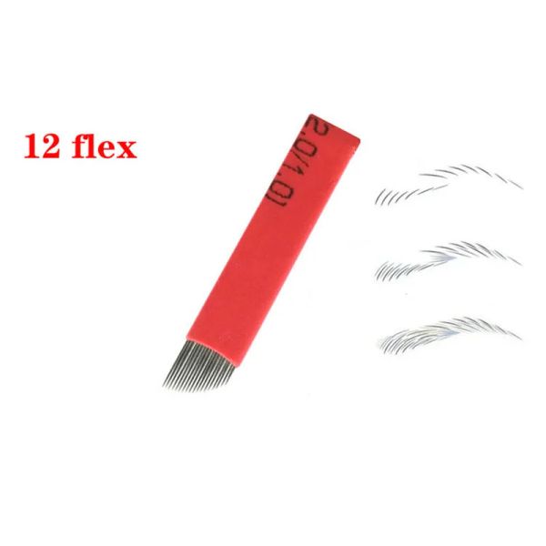 MACCHINE 100PCS 12 Flex Nano Blade Microblading Aghi Microblading permanente Makeup Mayebrow Tattoo Ago Ago Microbia da Microbia 3D da ricamo 3D