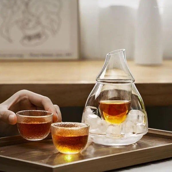 Cesti d'anca sake pentola chiara Clear giapponese in bicchiere freddo distributore Doppio decanter Decanter Carafe Regalo per Friends Home Restauga