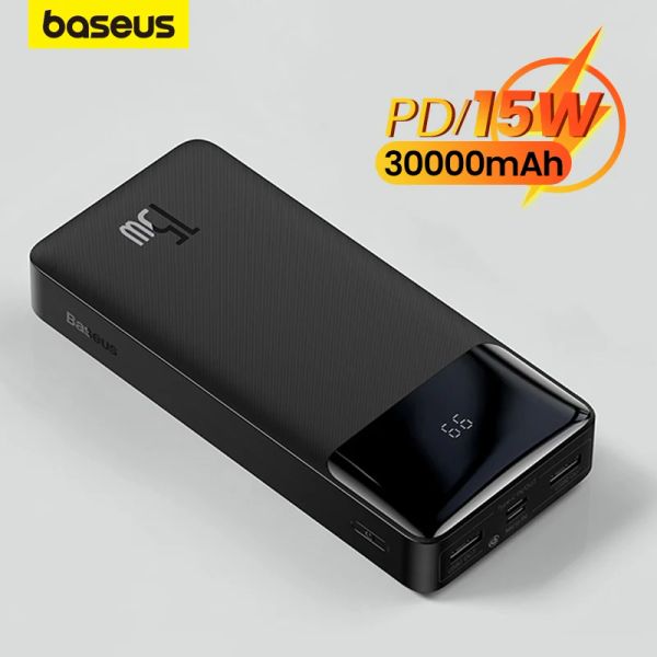 Bank Baseus 20000mah Power Bank Portable Carder 30000MAH Внешнее аккумуляторное пакет PowerBank для Poco Xiaomi Mi Poverbank