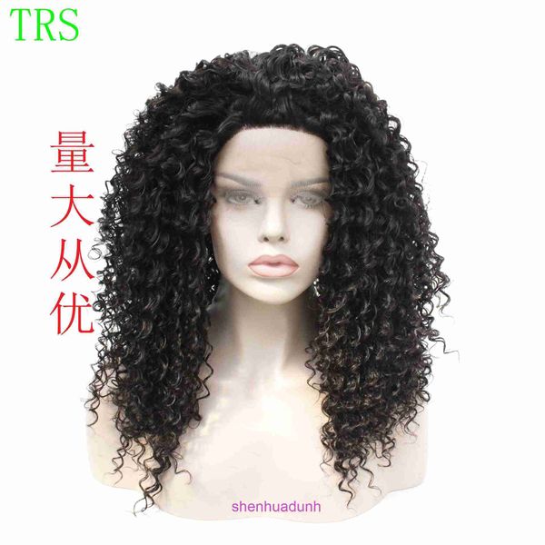 Großhandel Fashion Perücken Haare für Frauen Perücken Schwarz lockig modische Spitze synthetische Faser -Perücken -Abdeckung
