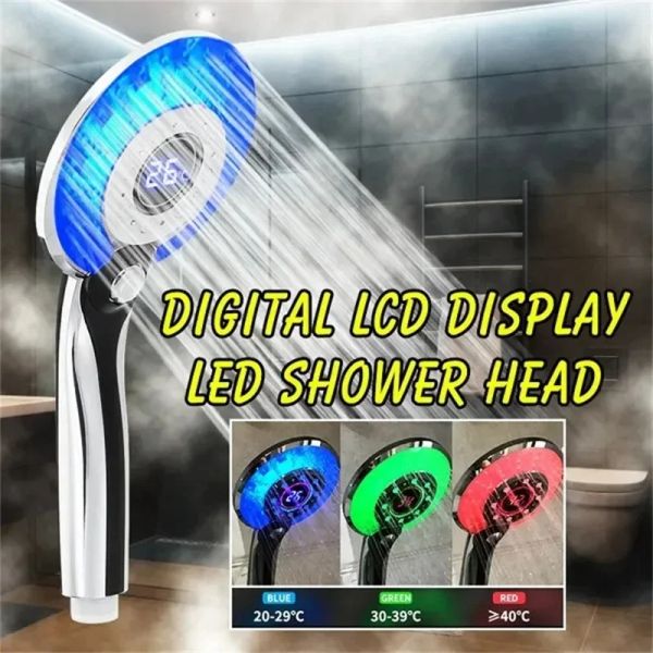 Purificatori Doccia a LED Schema di controllo della temperatura digitale Spruzzatore per doccia 3 Modalità di spruzzatura Accessori per il bagno per la doccia ad acqua