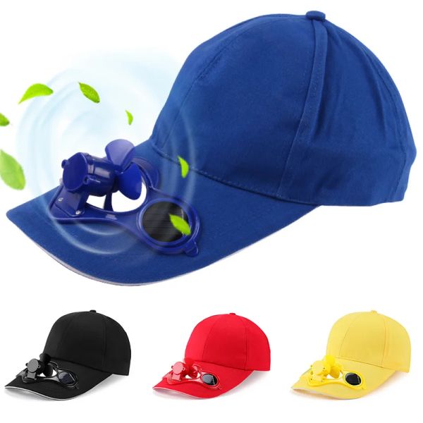 Caps Protetor solar Solar Solar Fan Hat Summer Summer Outdoor Sport Hats Cap de proteção solar com solar Biciciclismo de Fan Bicycling Capinho de beisebol