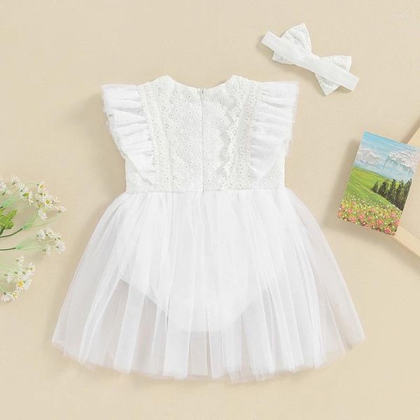 Set di abbigliamento nati abbigliamento per fiamper per bambina manica floreale abiti tutu in pizzo tutu salta la fascia principessa vestito da principessa