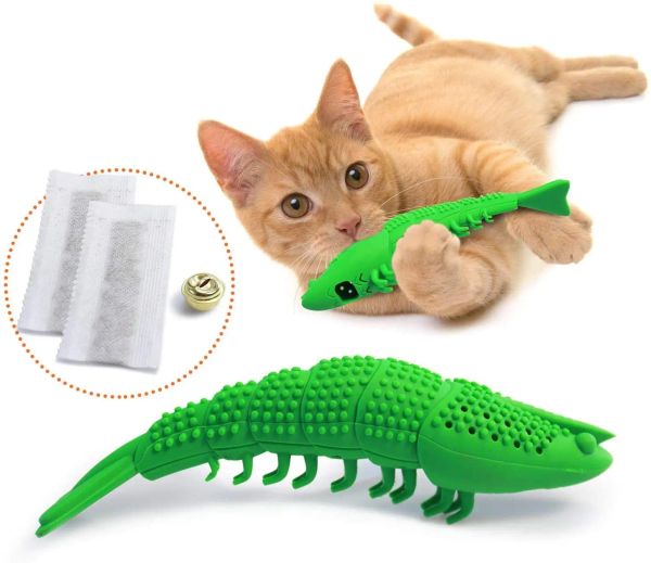 Köpfe Atuban Katze Zahnbürste Toydurable Hard Gummi Cat Dental Care, Katze Interaktive Zahnbürste Kauen Spielzeugkatze Genussspielzeug