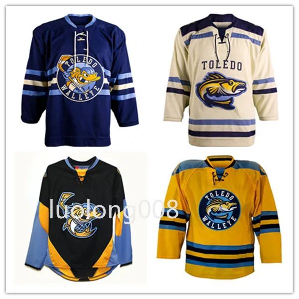 T-shirts personalizados 2020 homens Toledo Walleye Hockey Jersey Borderyer Stitched Personalize qualquer número e nome de camisa de hóquei