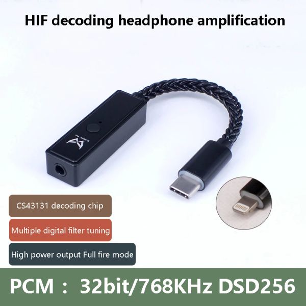 Amplificador de fone de ouvido HIFI CS43131 DSD256 786KHz Decodificador sem perdas Decodificador dual relógio Crystal FPGA Chip High Phoned Phones Amplificador