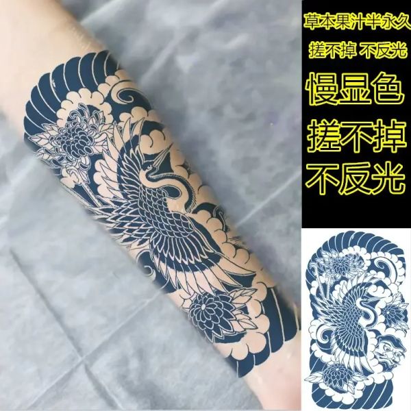 Tattoos Herbal Crane Bird Tatoo adesivo Durando Tattoo Fake for Woman Man Braço Sexy Tattoo Tattoo Art Faux Tattoos Tatuajes