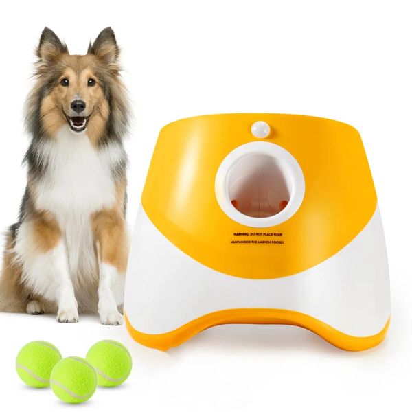 Toys Catapulta automática de arremesso de arremesso para cães Tênis Pet Toys Tennis Lançador de bola de pet -ball 3/6/9m Seção + 3 bolas Treinamento de cães