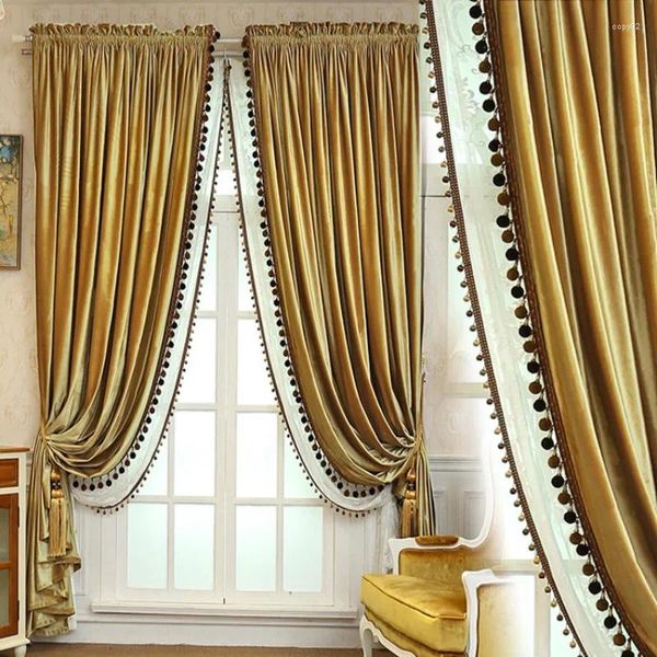 Cortinas de luxo cortinas retrô para sala de estar estilo europeu Alto sombreamento de esgotamento