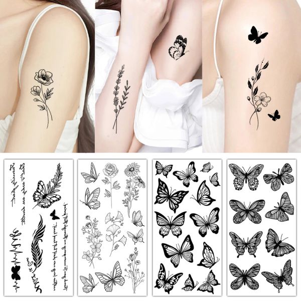 Tattoos Tattoo Sketch Esboço de Flor Falsa Tatuagem Tattoo Tattoo Tattoo Adesivo Corpo Arte Diy Ins suor Sweat During Sexy 1pcs