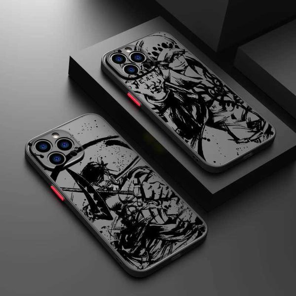 Paraurti del telefono cellulare pezzi anime giapponesi per iPhone 15 14 13 12 mini 11 xs xr x 8 7 pro max plus tpu glassato telefono traslucido di telefono Y240423