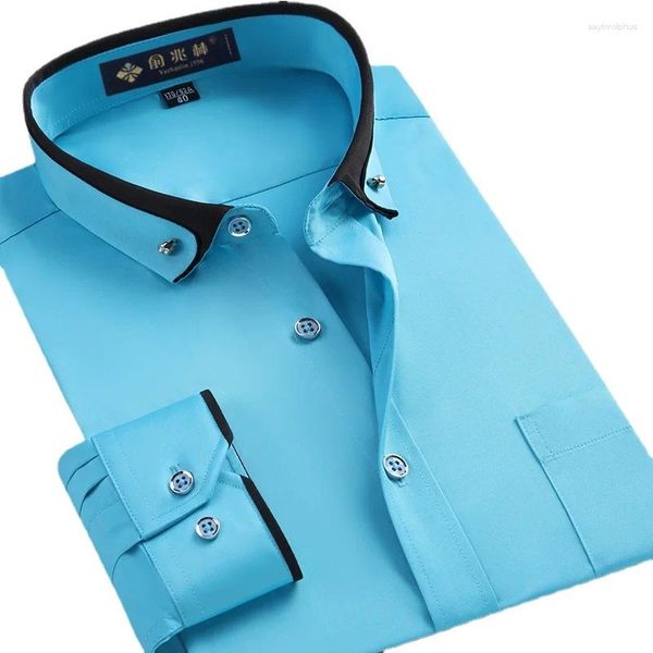 Herren-Hemdhemden 7xl8xl9xlcotton Party Frühling kommerziell Easy Care Shirt für männliche übergroße Langarm-Mode hohe Qualität Plus Size