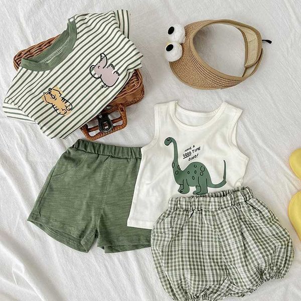 T-Shirts Sommer Infant Baby T-Shirt Fashion Cartoon Girls Shorts Weste Cotton Boys Tops koreanische Freizeitkinder Kleidung H240423