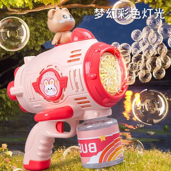 Cartoon Space Bear Bubble Gun Cucolo Elettrico giocattolo elettrico completamente automatico Trucco Eiezione a bolle Prop Internet Bubble Red Machine