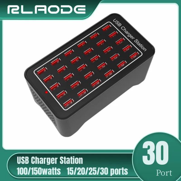 HUBS Multiport USB Charger 10 15 20 25 30 Porta Hub Universal Wall Desktop Carica rapida Dock per l'adattatore di alimentazione del telefono cellulare