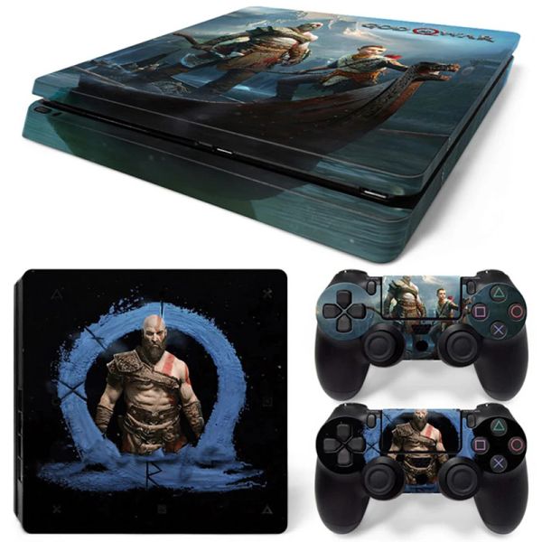 Adesivi God of War Game PS4 Slim Skin Adesivo Decal Cover per console Slim PS4 e 2 controller Skin Vinile Slim Slim Decal