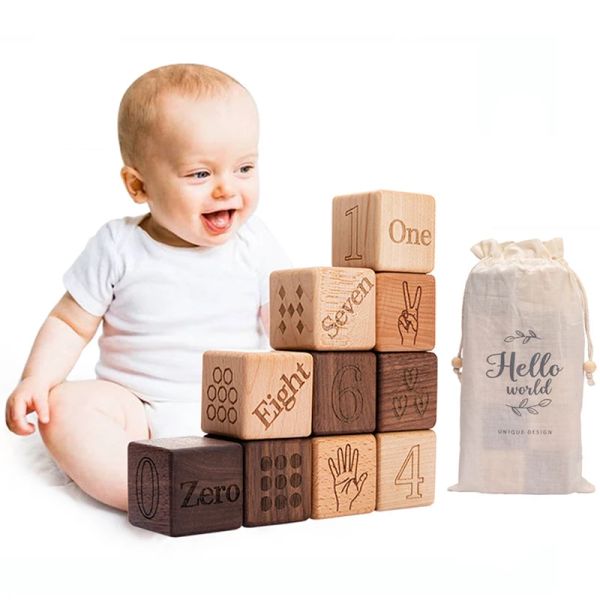 10 adet bebek ahşap yapı taş seti doğal organik ahşap malzeme çevre dostu Montessor oyuncaklar çocuk doğum günü hediyesi