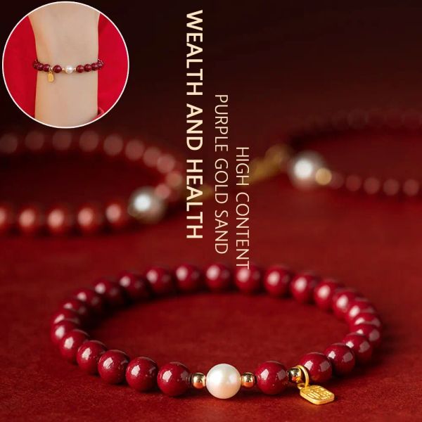 Strands Feng Shui Wealth Bracelets for Woman Natural Cinnabar Bracelet for Woman Protection Traga Luck Prosperity Atrair dinheiro