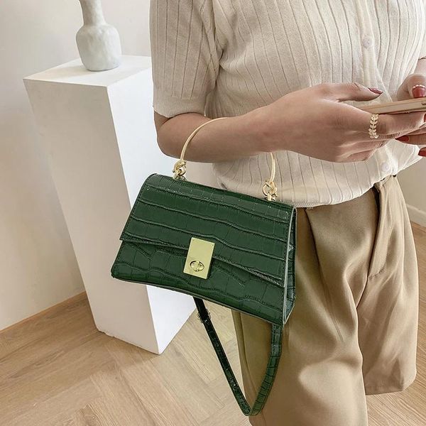 Stume a tracolla Stone Grano in rilievo con piccola borsa femmina 2024 Korean Fashion Daily All-Match Lock Borse Women Casual Lady Cross Body Shopper