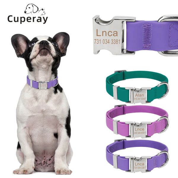 Collari personalizzati Pet Pet Collar PVC PVC regolabile Collaro personalizzato Collar Nome incisione senza incisione e Tag del telefono Accessori per animali domestici