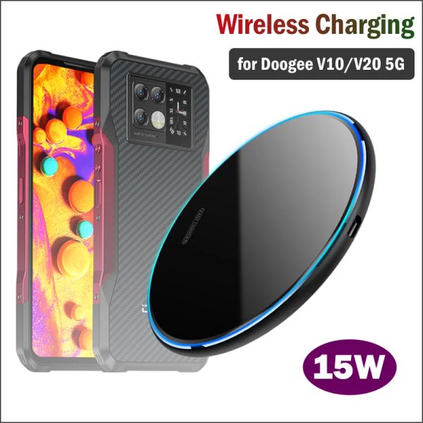 Carregamento sem fio Fast Chargers 15W qi para Doogee V10 V20 V30 5G UNIVERSAL Wireless Charger Pad para Doogee V30 V20 V10