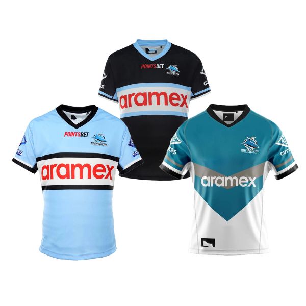 Rugby 2021/22 Cronullasutherland Sharks Réplica masculina Home/Away/Heritage Jersey Rugby Tshirt S5xl