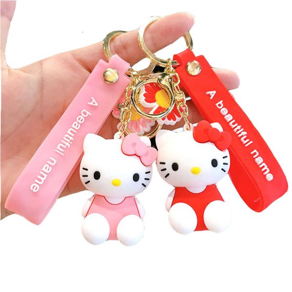 Weasel personalizado desenho animado 3d Hello KT Keychain com pulseira Acessórios para carro Bola de ornamento Doll PVC Gold Key Rings Presente