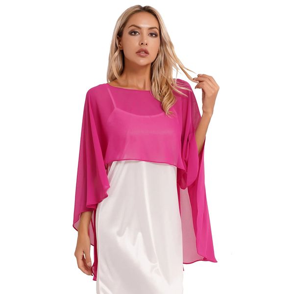 Frauen weiche Chiffon Capes Schal Ladies Abend Hochzeit CAPES Achselzucken Damen Braut Leichten langen Schal und Wraps Kleid Deck 240419