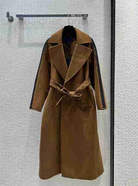 Designerin Frauen Wolle Mischungen Herbst Winter Milan Runway Trench Coats Langarmmarke Langschläfe Model