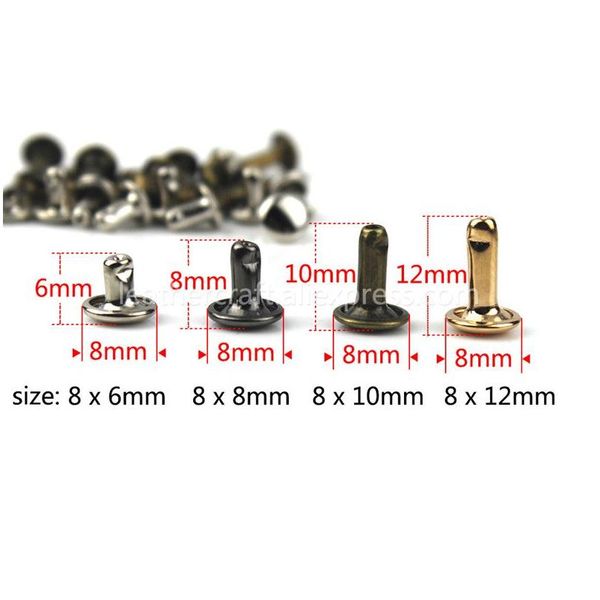 Zanaat Araçları 6mm 8mm Metal Çift Kapak Perçinleri Saplamalar Deri torba kemer giysileri için yuvarlak perçin şapka ayakkabıları Pet Yakası DIY onarım Del Dhstp