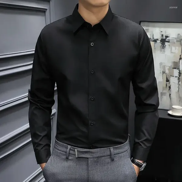 Herren -Hemdhemden Hemd weiß einfaches formales männliches Geschäft für Office Normaler Original Mode Mann 2024 Elegant reguläre soziale xxl