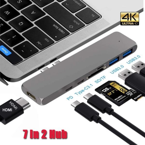 HDMI 4K ile USB C HUB Thunderbolt 3 yerleştirme istasyonu sürücüler.